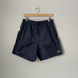 Nike Vintage Men's Navy Blue Atheltic Shorts Windbreaker Material Size Large